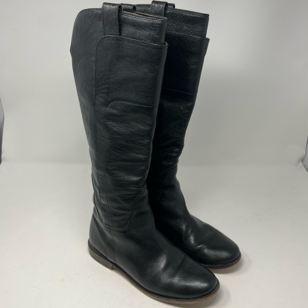Frye Paige tall black leather riding boots